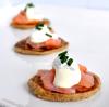 Blinis topped with Smoked Salmon and Creme Fraiche