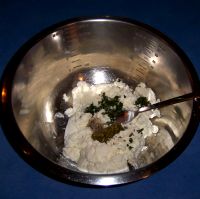 Mix Goats cheese and Ricotta in a bowl