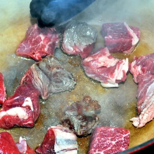 Brown the steak