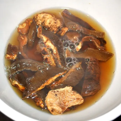 Soak the dried mushrooms